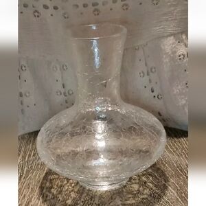 Crackle Glass Flower Vase Clear